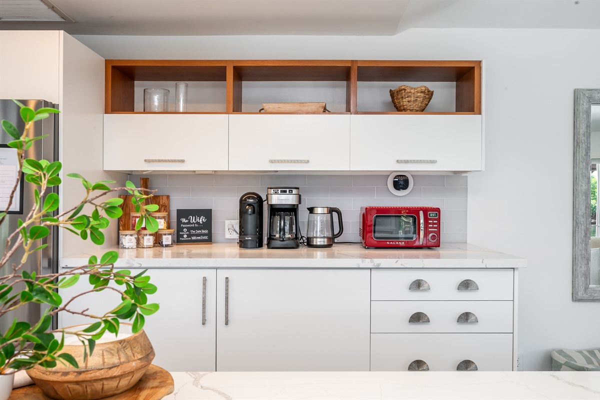 A cozy little nook for your caffeine fix before adventure calls.