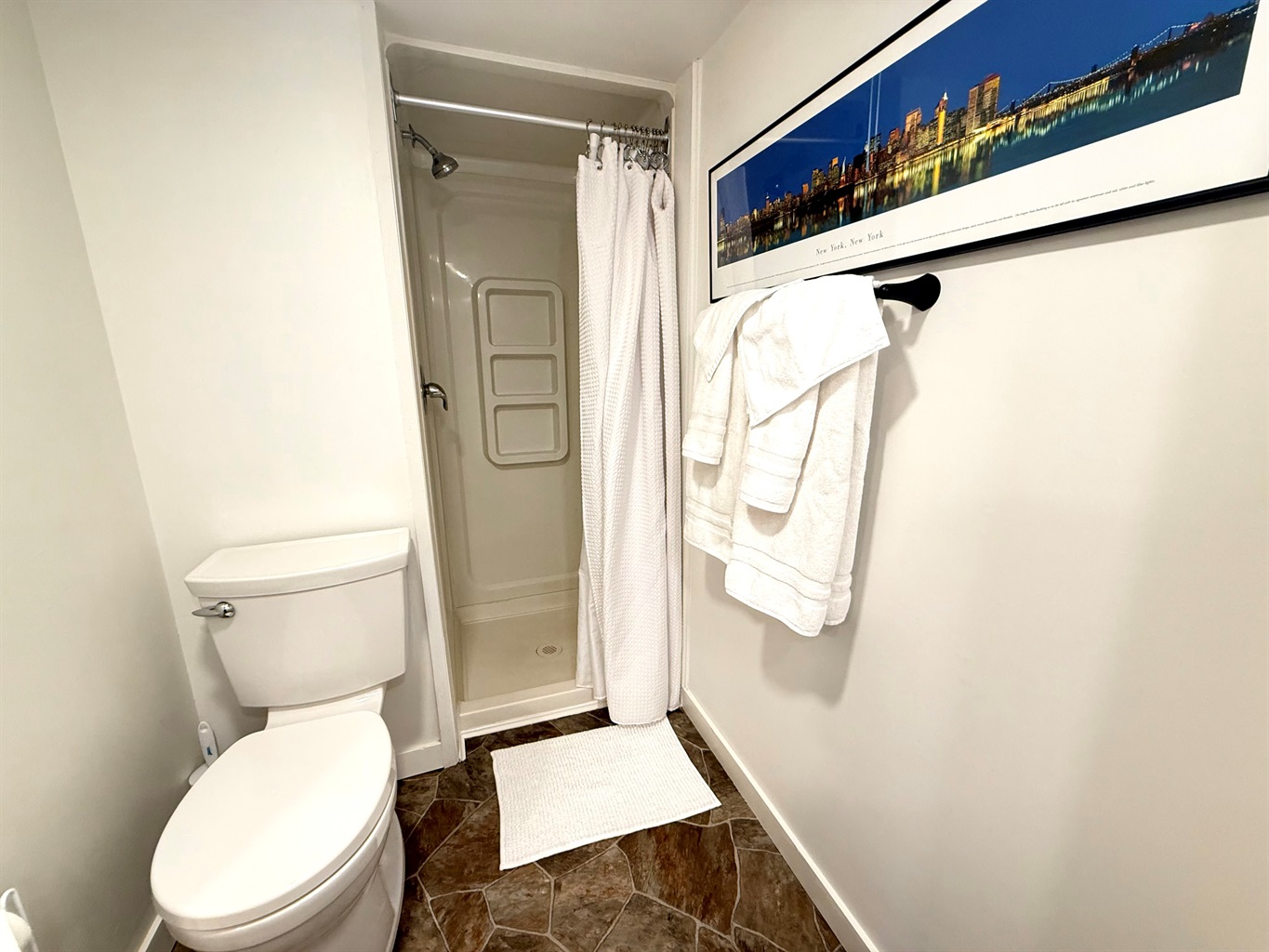 Clean, simple walk-in shower.