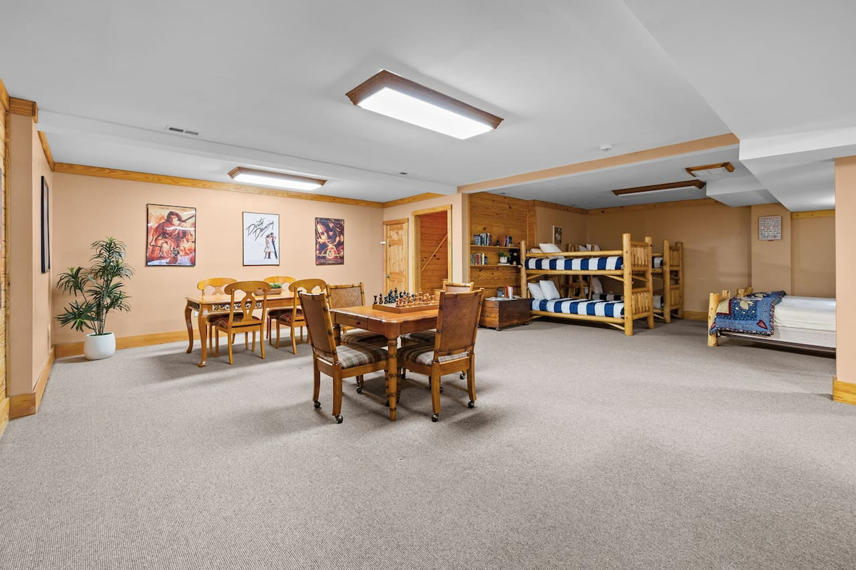 Lower level of the cabin and sleeping areas
