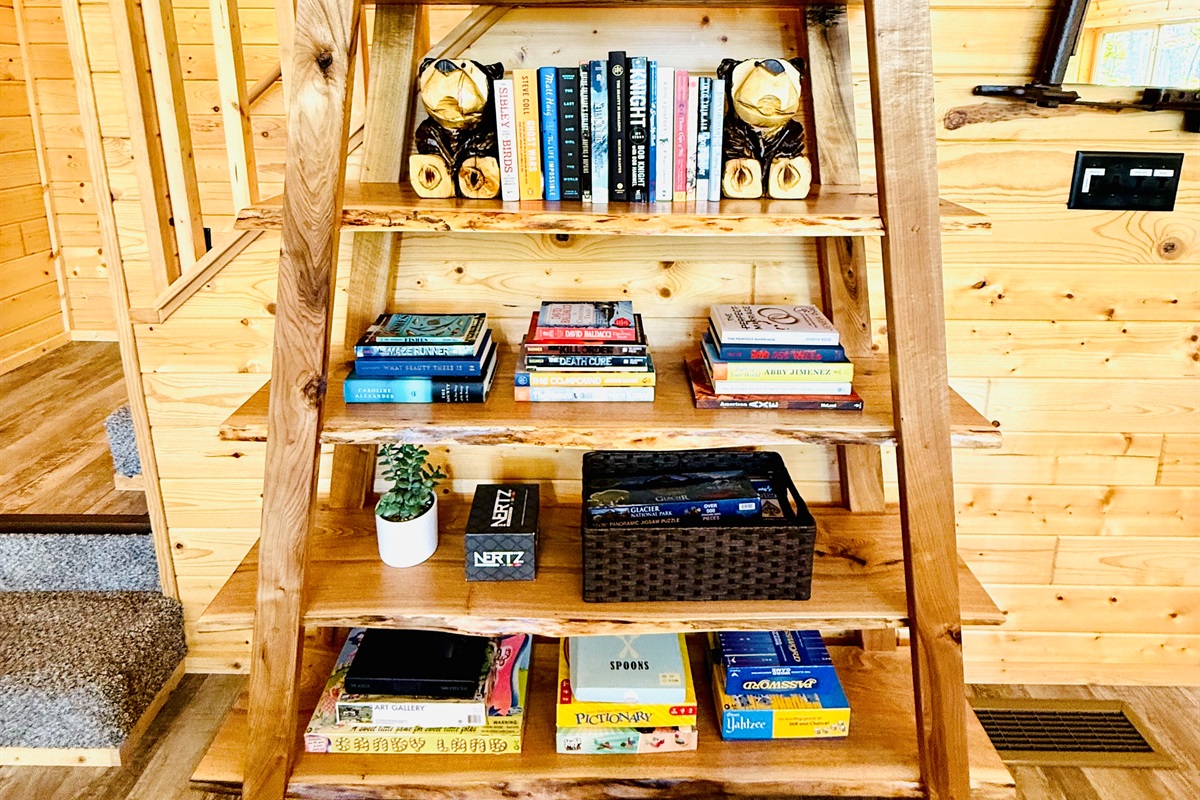 We have plenty of books and games for rainy days!