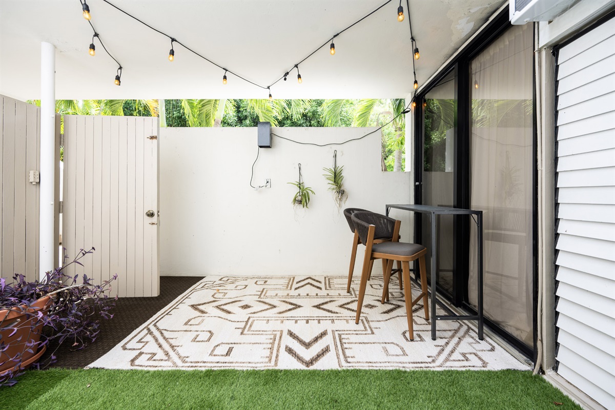 The outdoor patio extends your living space into a peaceful oasis.