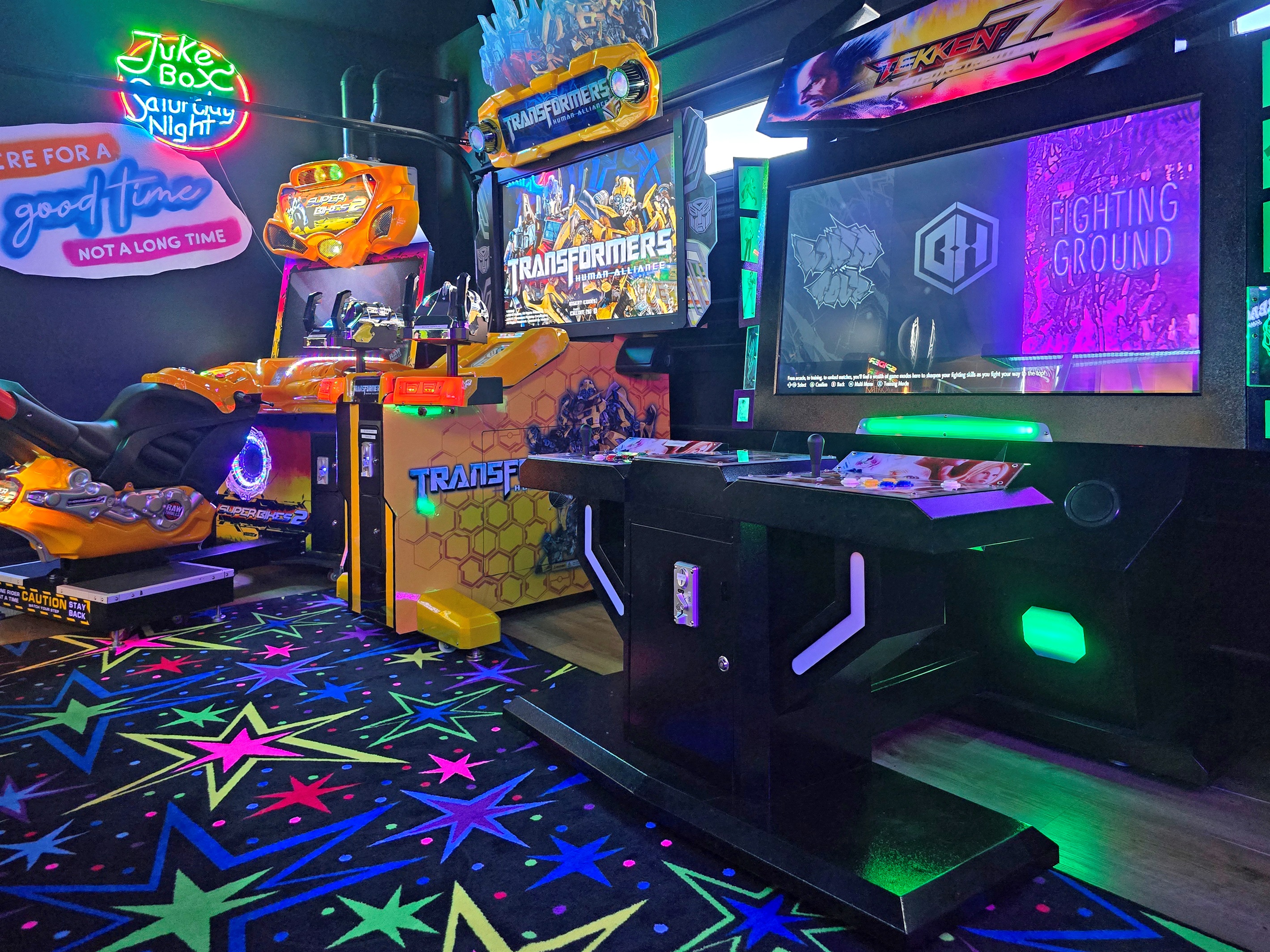 Just added! New arcades include Super Bikes 2, Transformers and Tekken7. 