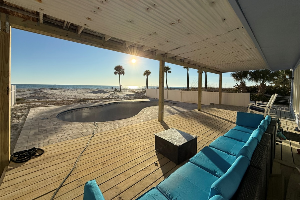 Beautiful Sunsets and a Beach View off your Private Deck Overlooking a Pool which will be filled by 2/26/2026.