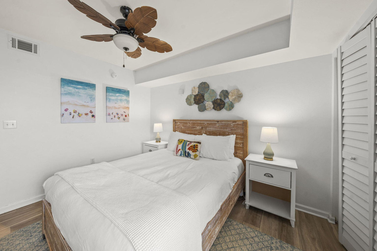 Room to unwind in the tastefully decorated second bedroom.