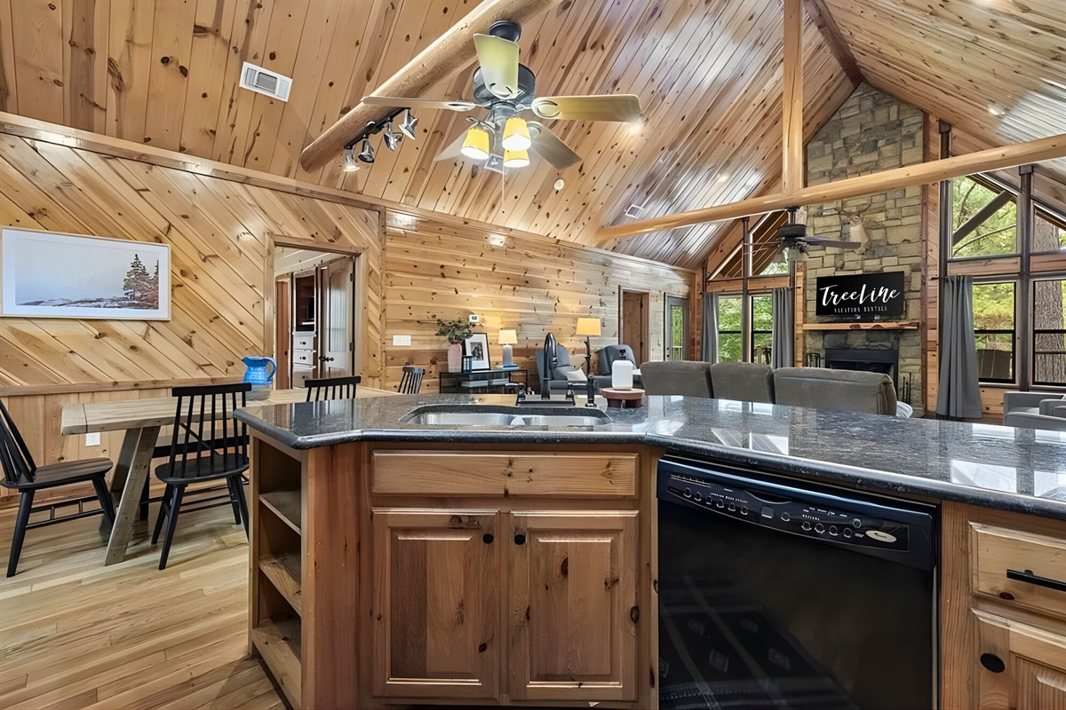 From this angle, you can see how seamlessly the kitchen flows into the dining area.