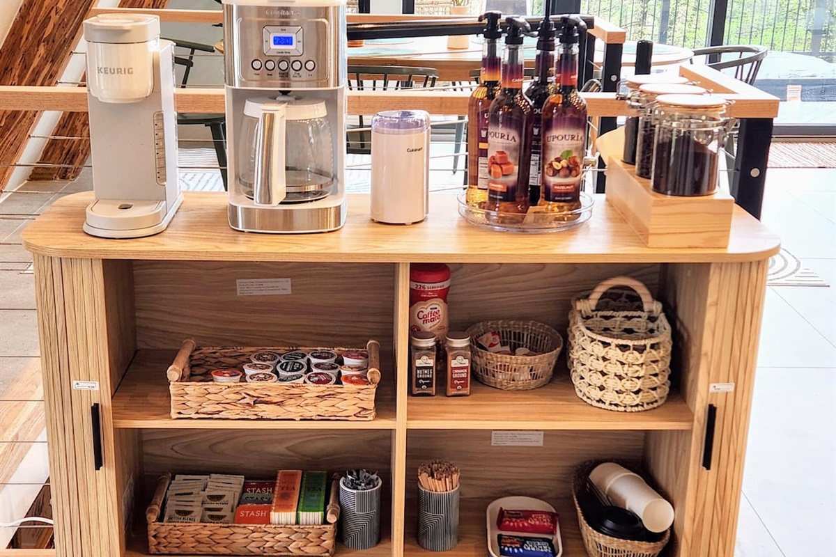 Coffee lovers can enjoy a variety of options at our coffee bar that offers single serve flavors, programmable carafe, ground or beans and decaf.We also have different flavors of tea.