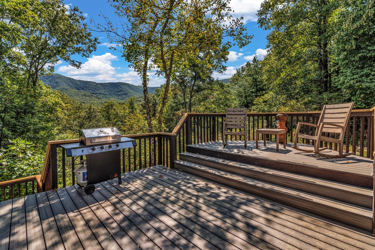 Private Deck with Mountain Views and Propane Grill