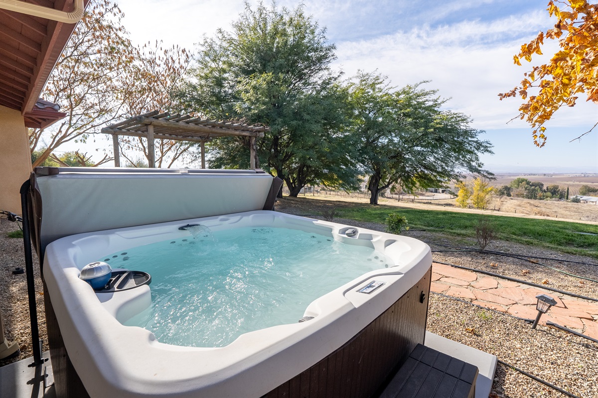 Relax in the hot tub after a game of pickelball!