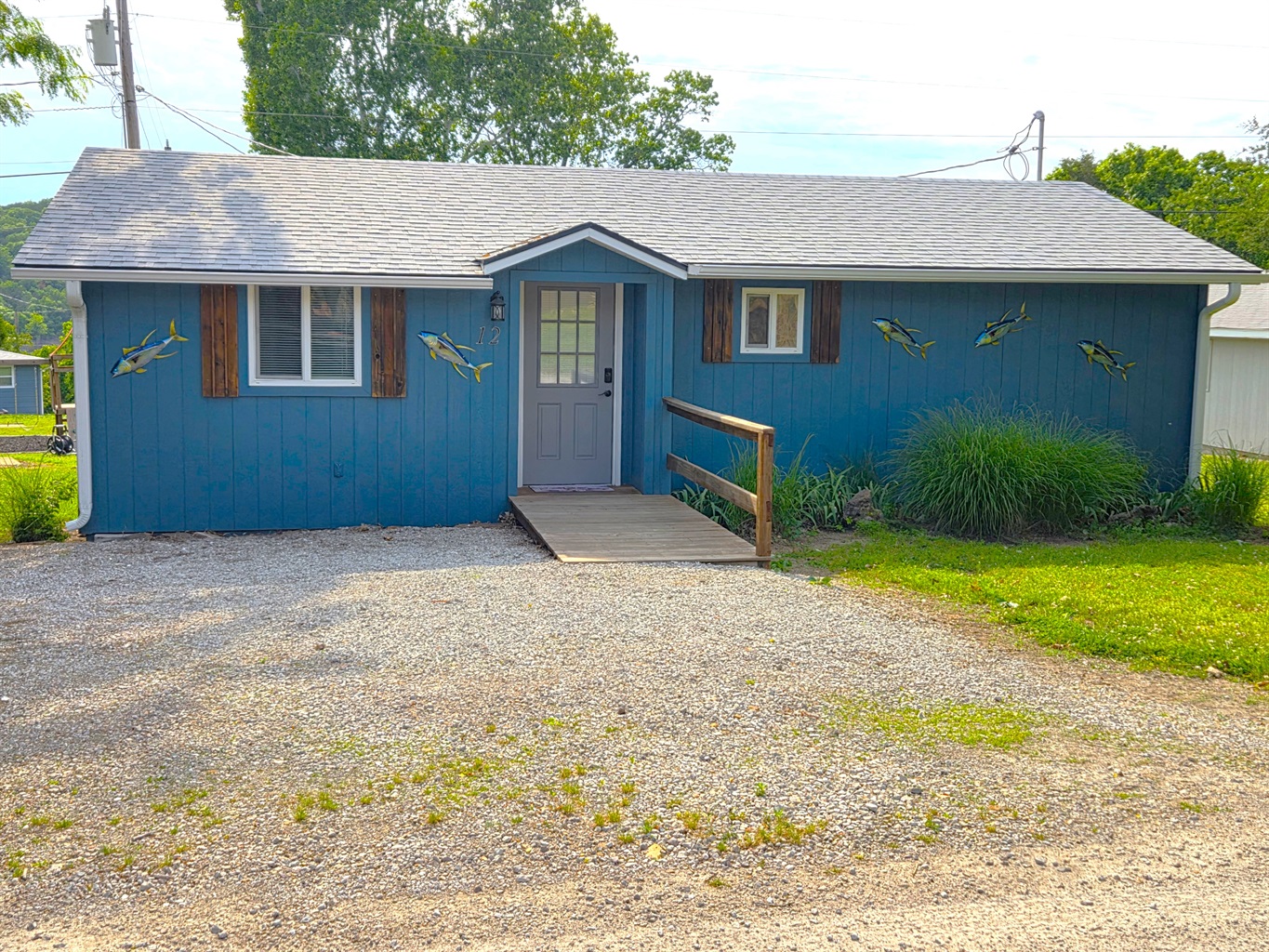 This cabin is Handicap accessible with a ramp to the front door, 36" wide front & back doors, same for the bedroom and full bath, etc.