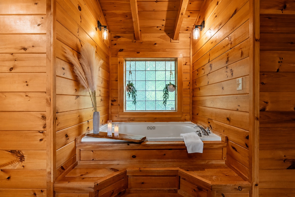 Unwind in the private jetted tub; your own spa-like retreat, perfect for relaxing after a day of exploring the Smokies.
