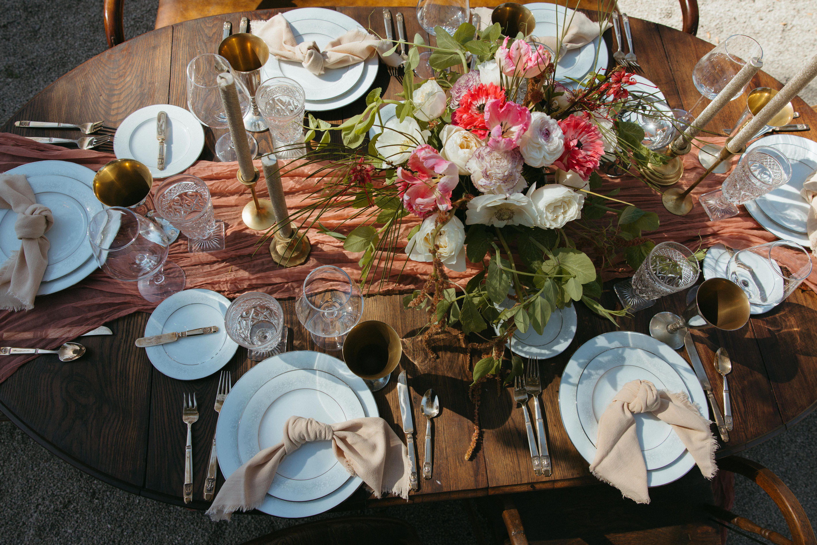 Set the table, skip the throwaway stuff. This vintage setting was created for a special event. We’re big believers in celebrating beautifully without single-use plastics, so the house is stocked with reusable pieces that make it easy to entertain. 