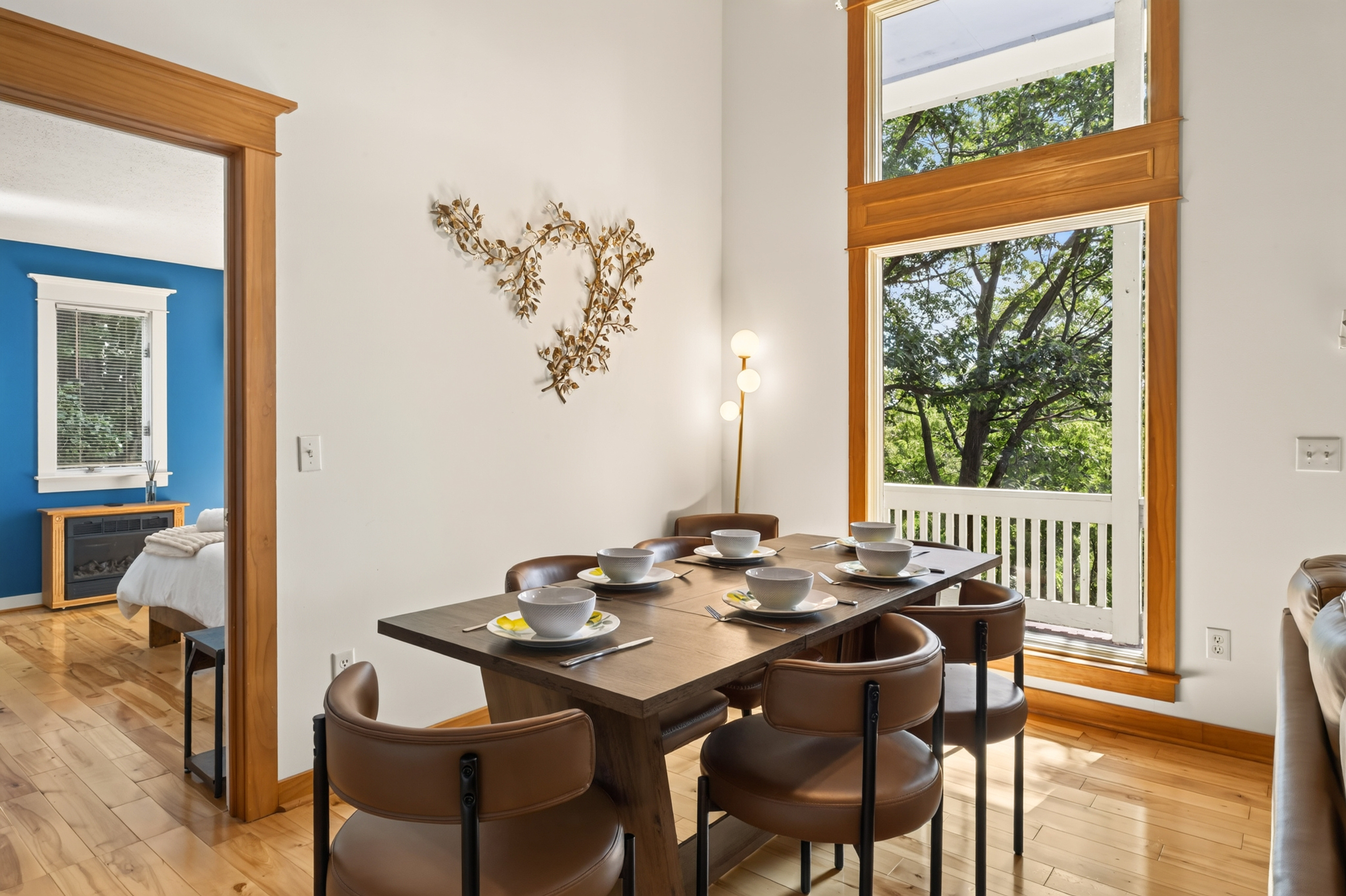 Dining table with seating for six