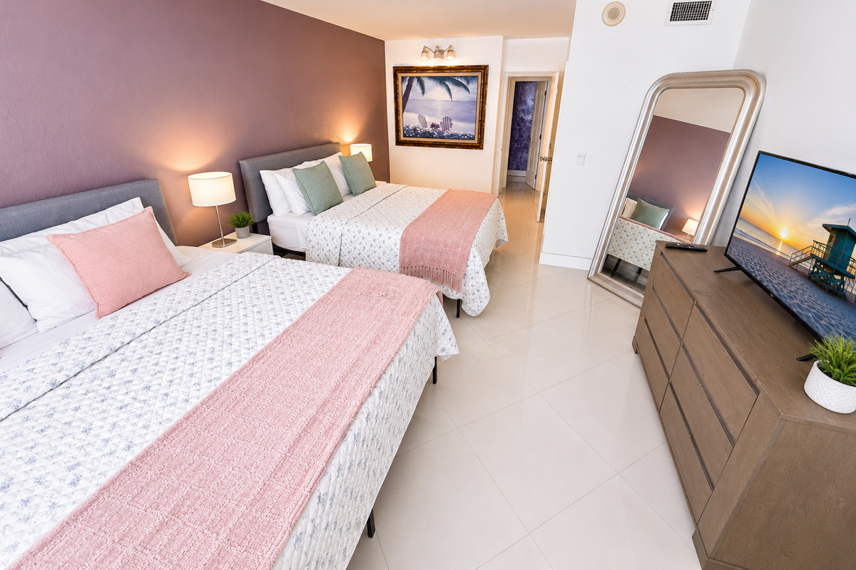 Bedroom with two comfortable queen beds 