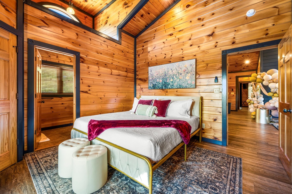 Bedroom 4 (upstairs) has a king bed and private bathroom