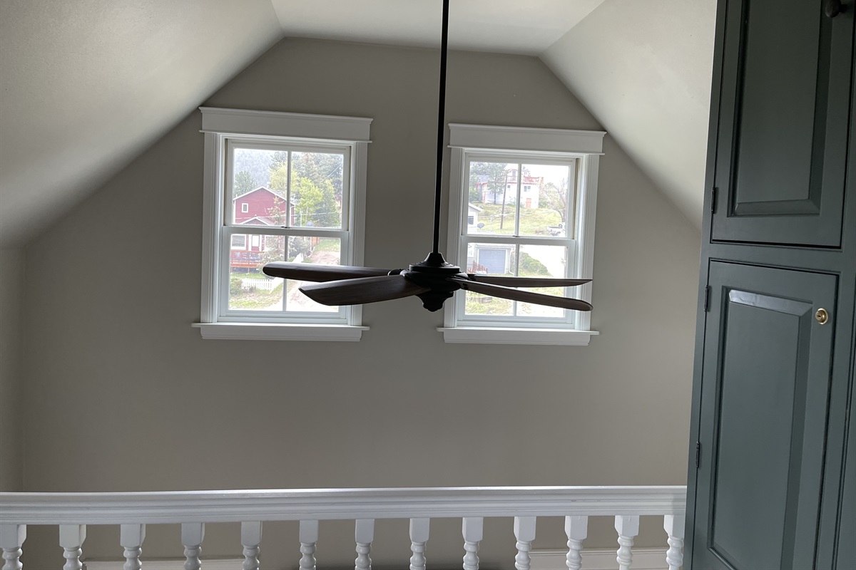 Large ceiling fan over living area