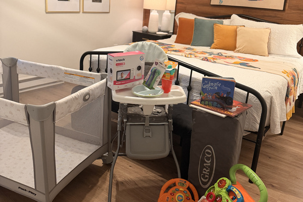 Traveling with little ones? We make it easier with a Pack ’n Play, high chair, baby monitor, children’s books, feeding essentials and toys available for your stay.