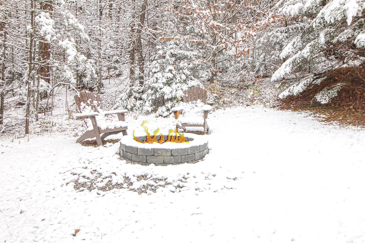 Fire pit just feet away from Hot Tub