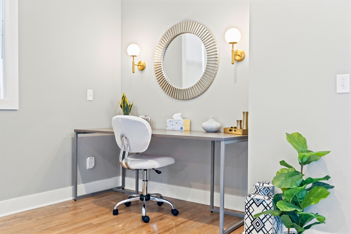 For any remote work needs you'll find a private workspace in each of the twin townhomes.