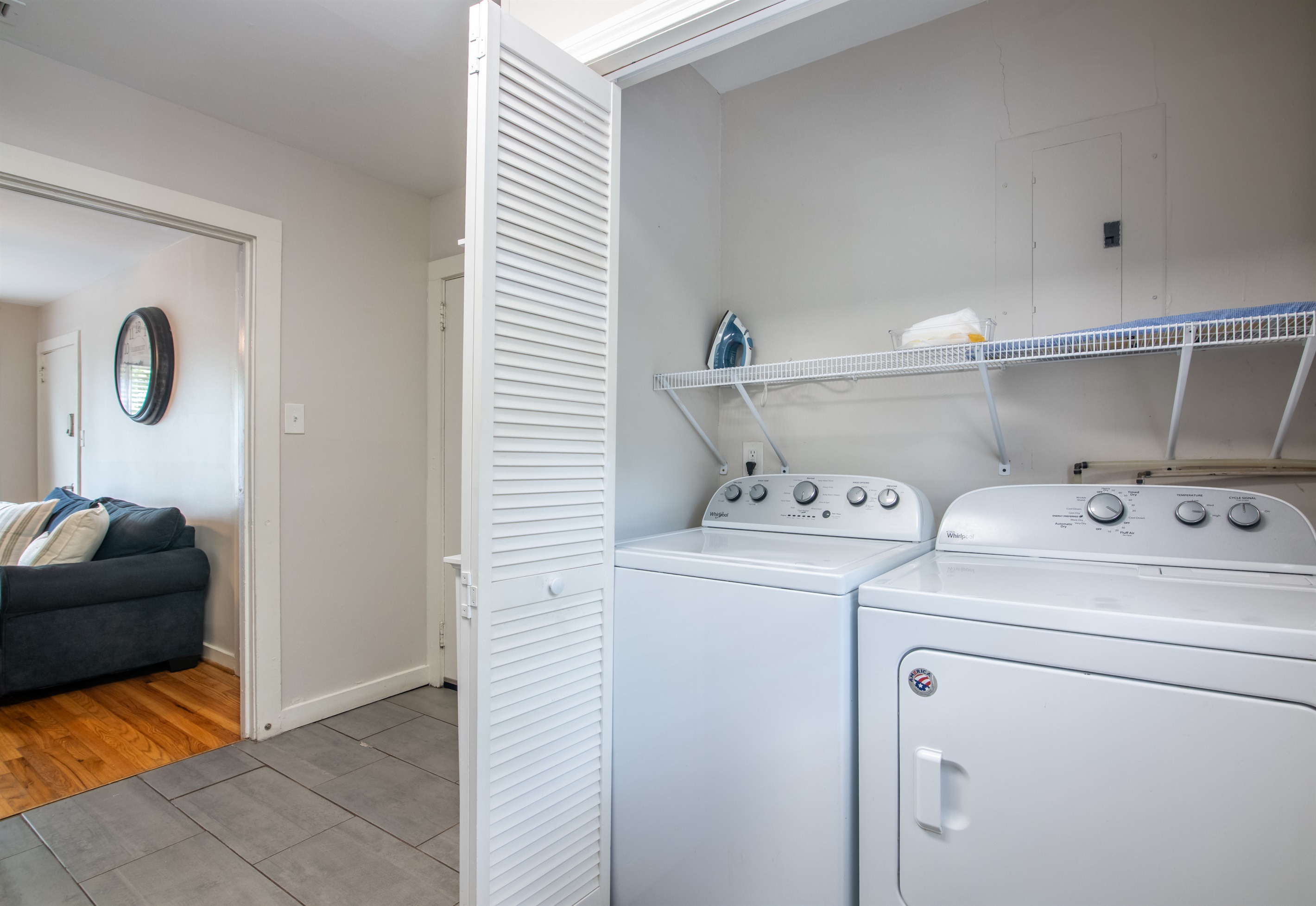 In-unit laundry area with washer and dryer—ideal for long or short stays.