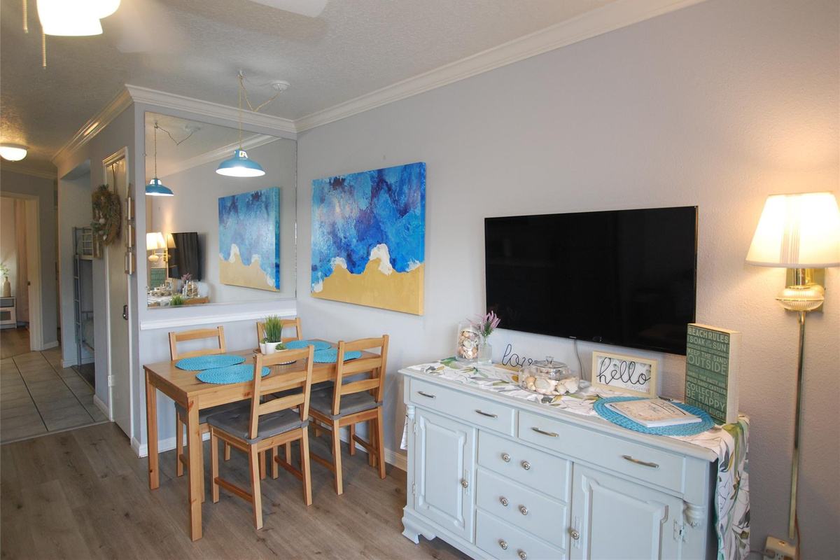 Just a few steps more and you're in the living/dining/kitchen combination room