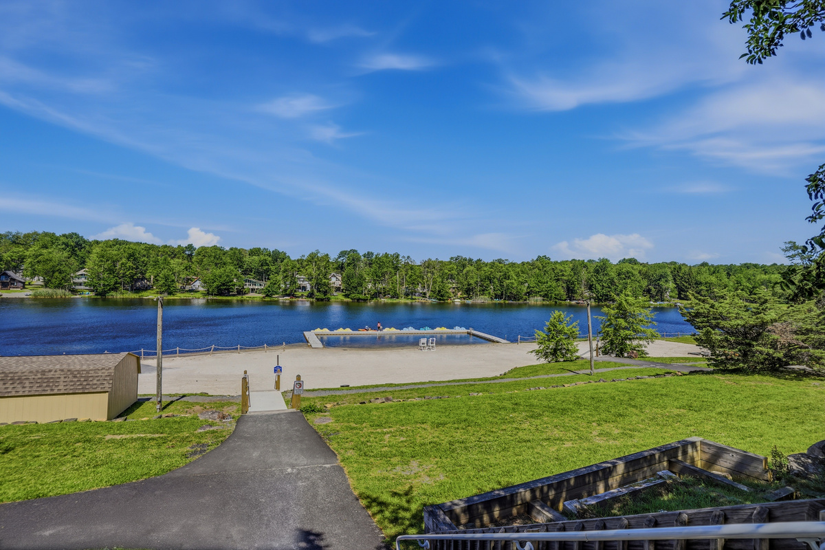 Community beach and boat launch area along Lake Carobeth