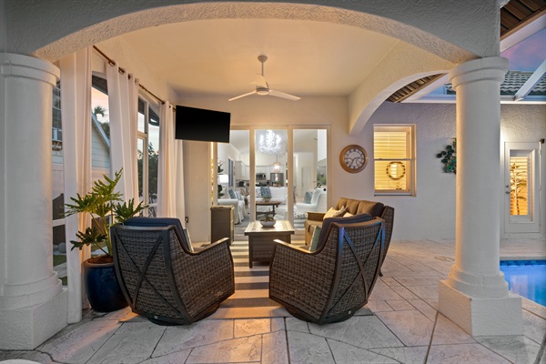 Lanai seating with TV
