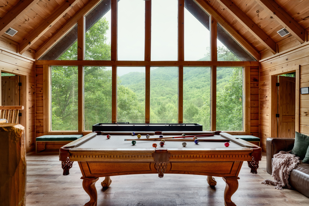 Game room with mountain view!