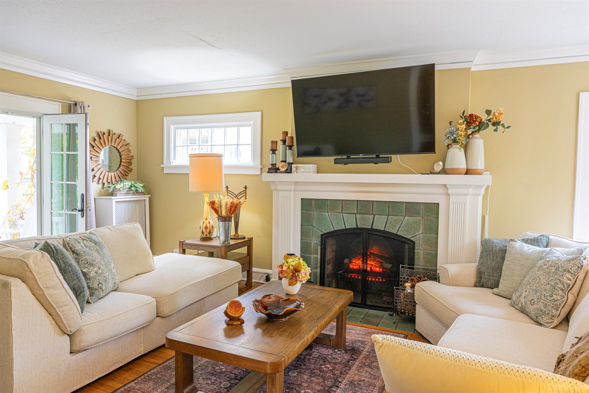 Comfortable Living Room with Electric Fireplace