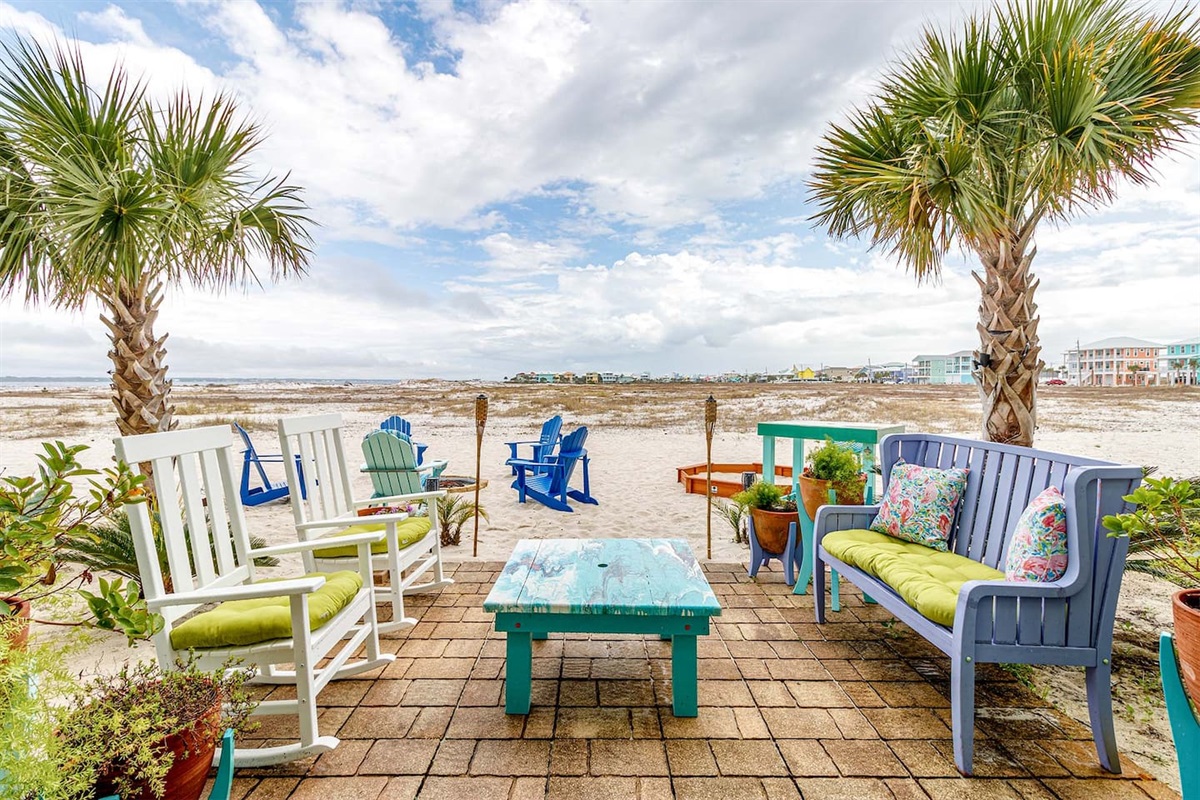 Beautiful, well equipped backyard with outdoor shower, fire pit, and deeded sound access to beach and pool. Backyard faces East, so it provides perfect shade in the afternoon.