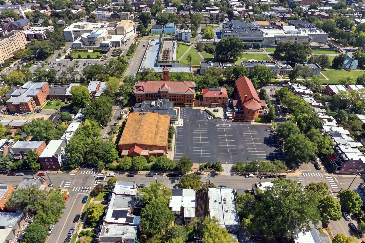 Neighborhood View: Discover vibrant Richmond from above, surrounded by lush greenery and historic charm!