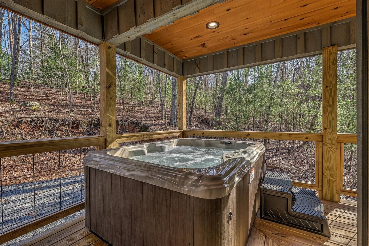 Relax and unwind with a soak in our 4 person hot tub