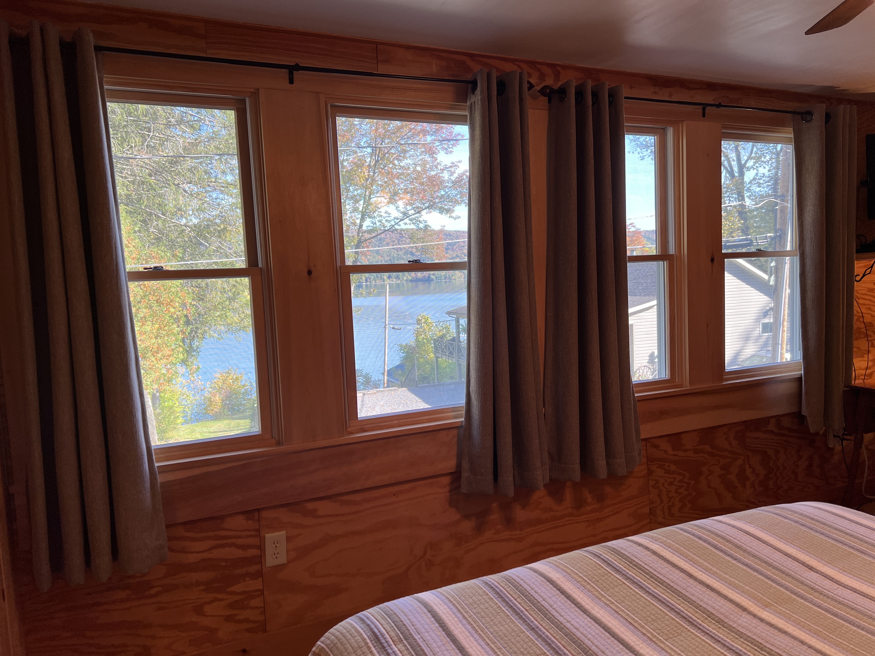 Views of the lake from primary queen bedroom.