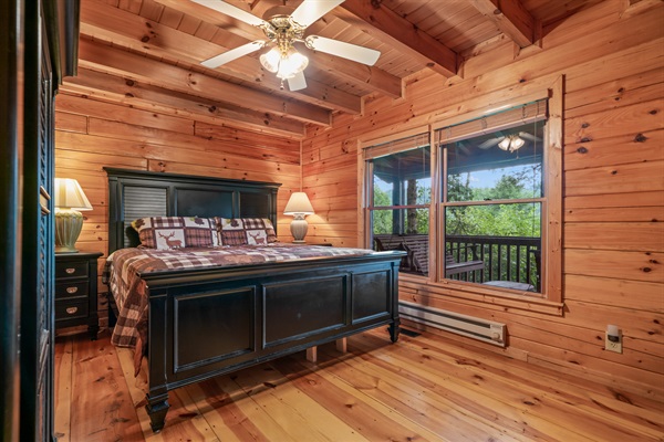 Bedroom on main floor with King bed