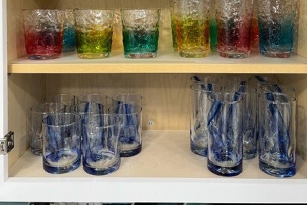 Glassware galore! From wine glasses to plastic glassware for outside dining.