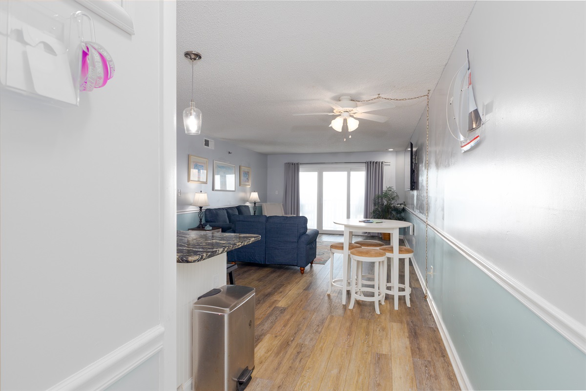 Looking into the living area from the hallway