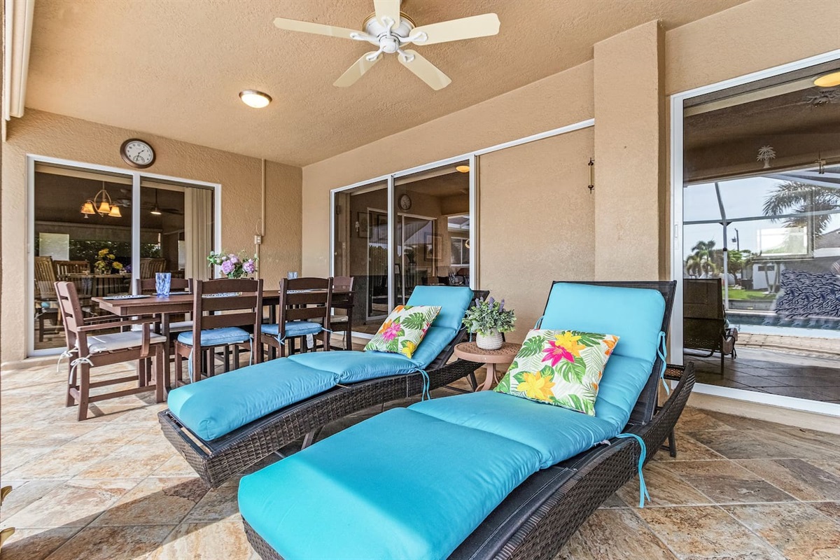 Take a moment to lounge and enjoy peaceful views of the pool and water!