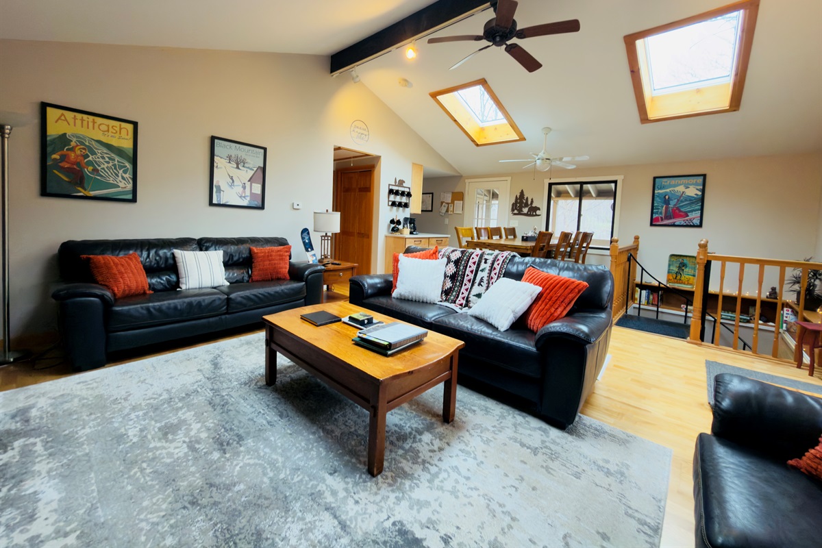 Cozy great room with vaulted ceilings