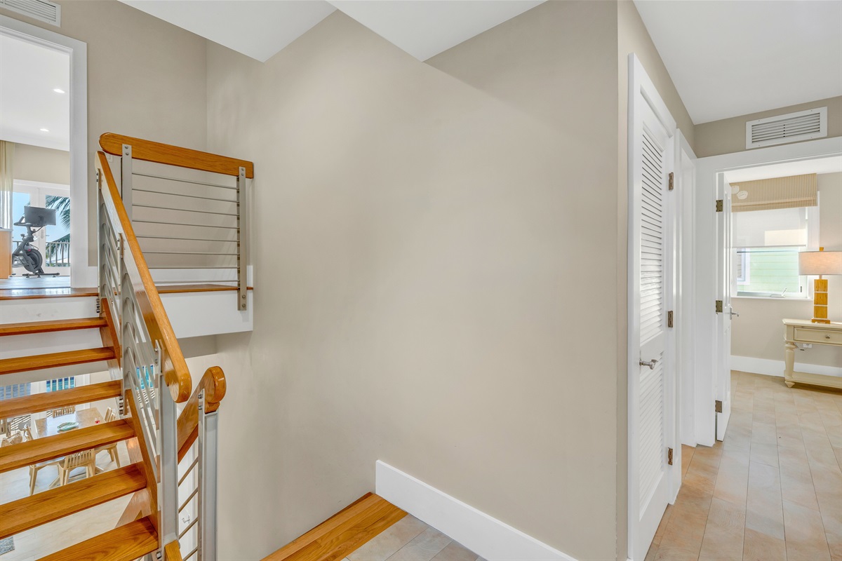 Let's head up one more half flight of stairs to the primary bedroom (#4).