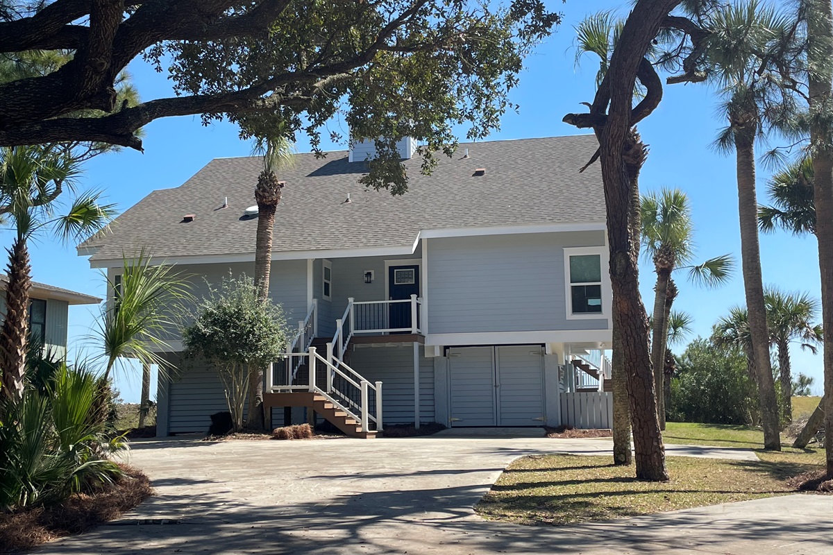 The view of home from the driveway. 