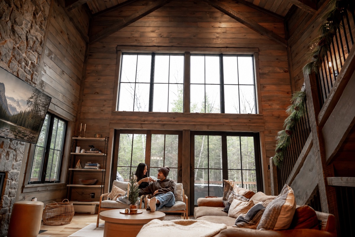 The Great Room, with its cathedral ceiling and fireplace, is the perfect place to slow down together.