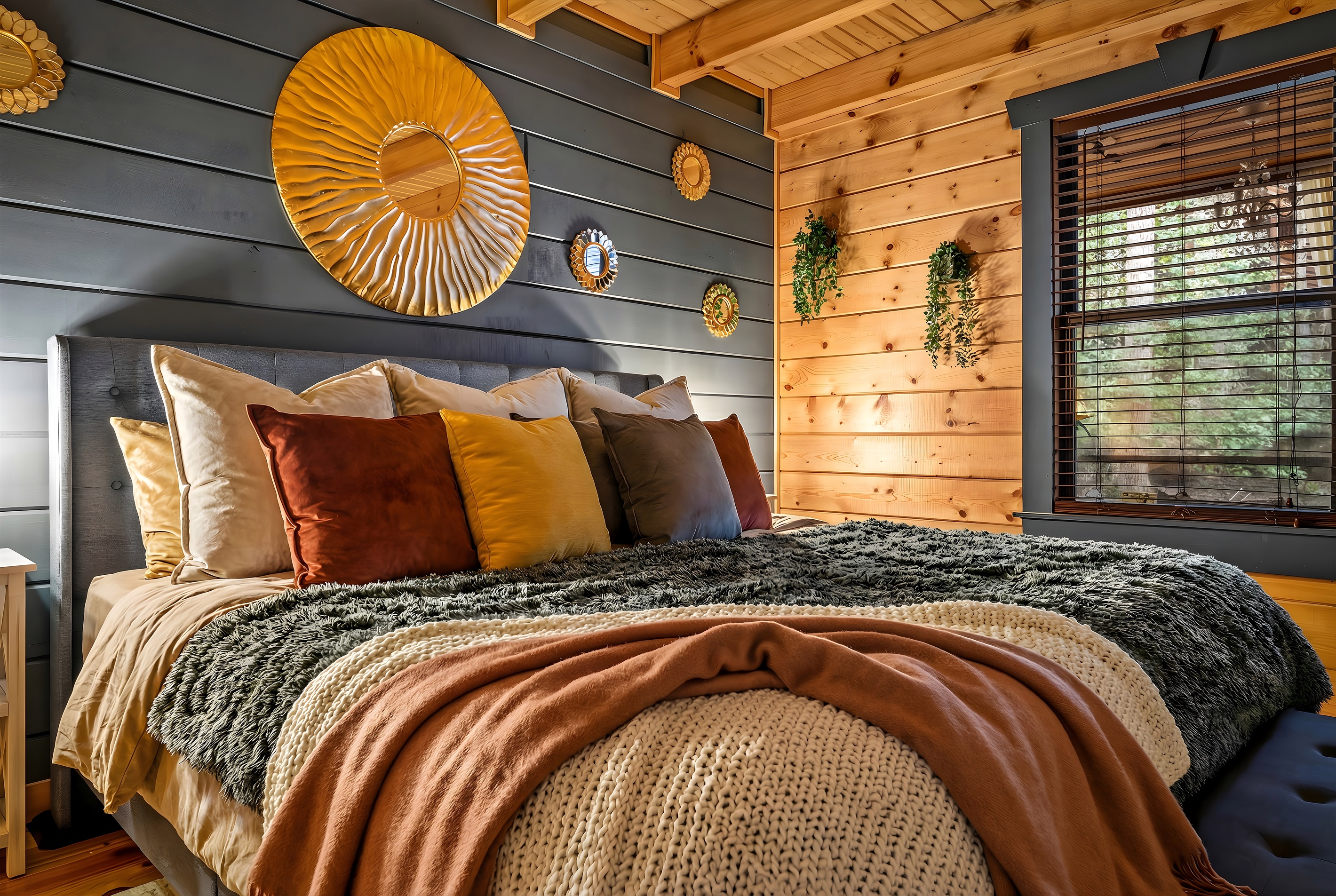 There's a ready we call the cabin Cozy - and this King bedroom is just one of them