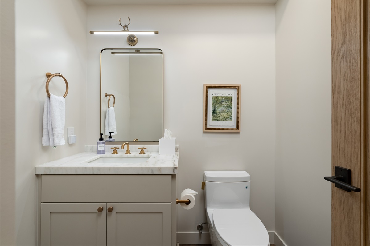 Main-level powder room for guests