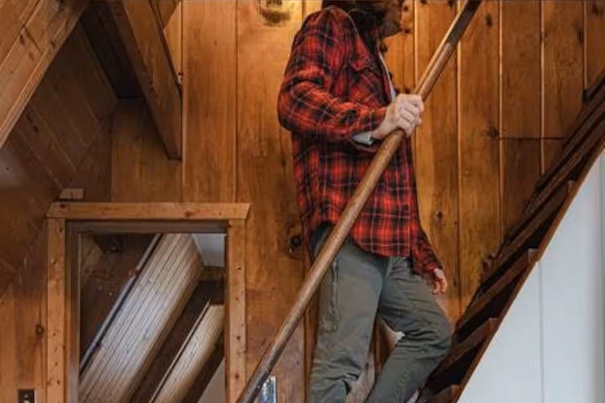 The loft area is accessible via steps. They are steep, but there is a railing! And to go down, simply walk down backwards, like you would a ladder.