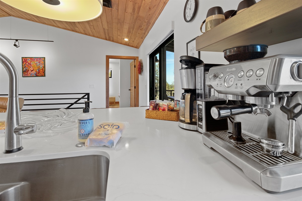 Barista magic with espresso and coffee maker machine