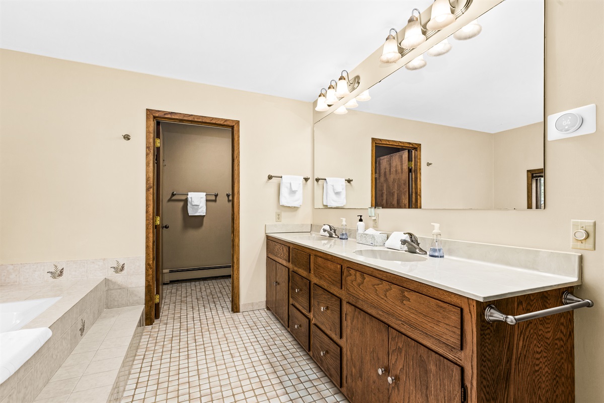 Ensuite bathroom for the main floor king bedroom.