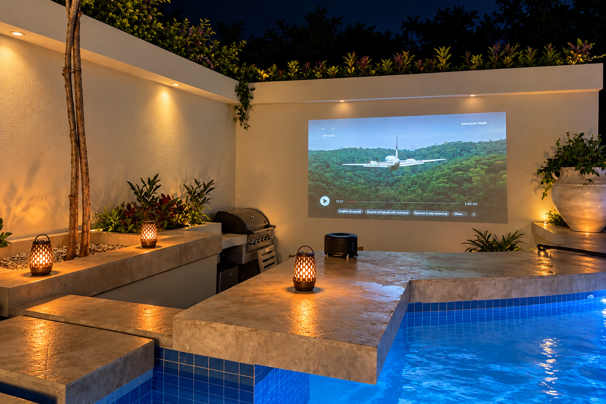 Movie projector with speakers