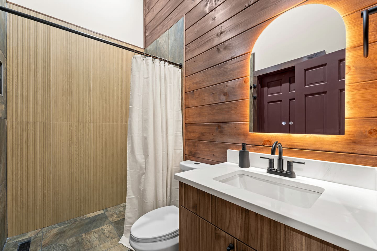 upstairs walk in shower bathroom 