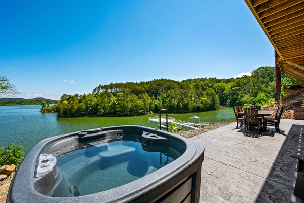 Hot tub with lake views