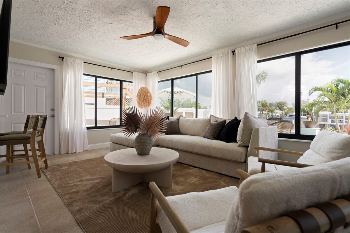 Views of the pool from the living room