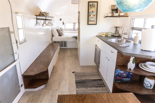 Trailer - Queen bedroom, kitchenette with fridge and half bath.  With full AC and heat